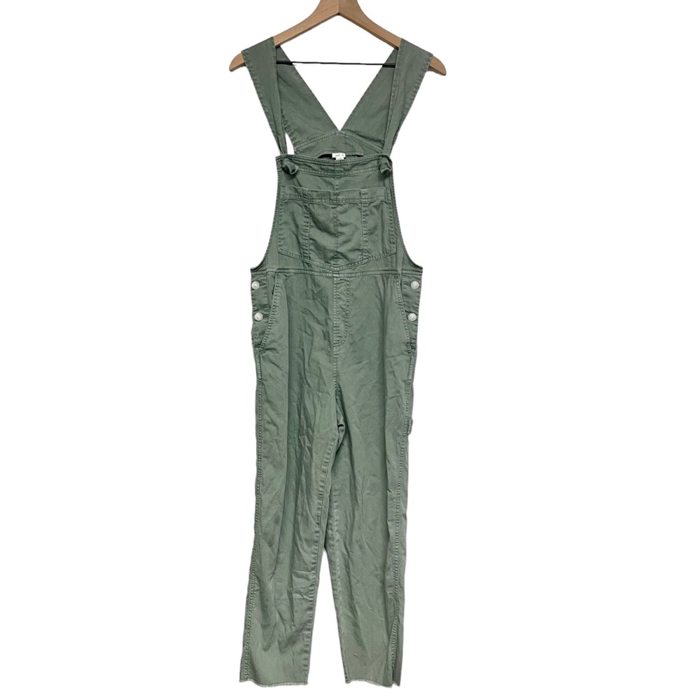 Aerie Womens Cargo Overalls Size S Olive Green Baggy Cargo Raw Hem 26” Inseam